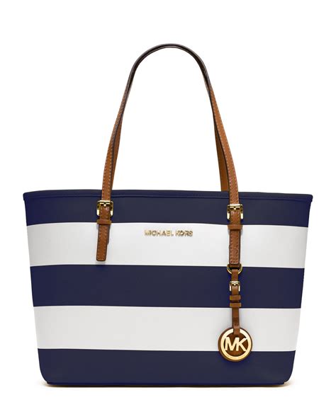 navy blue and white striped michael kors bag|Michael Kors blue crossbody bag.